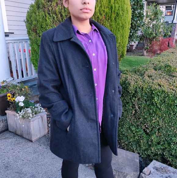 Grey Wool Blend Coat - St John's Bay - Size M - Picture 2 of 5